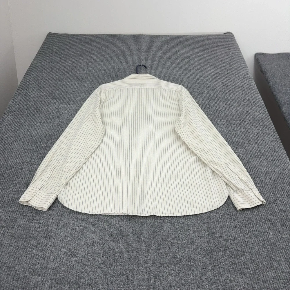 J Crew Button Down Shirt Mens XL Cream Cotton Striped Casual Preppy Classic